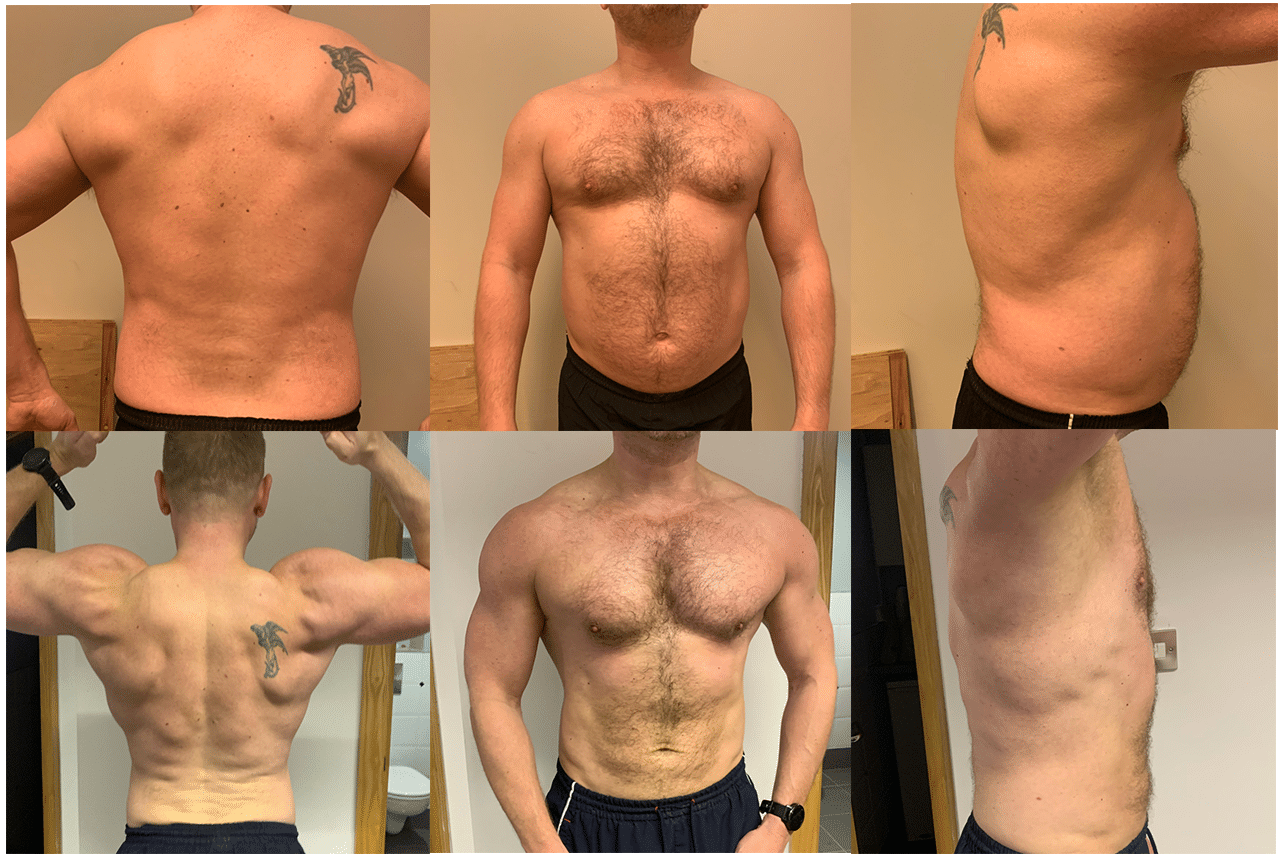 Real client before and after a 12-week body transformation with Pete Gawtry Fitness