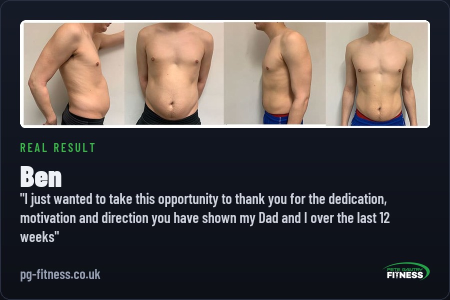 Ben before and after transformation with Pete Gawtry, award-winning Leeds personal trainer